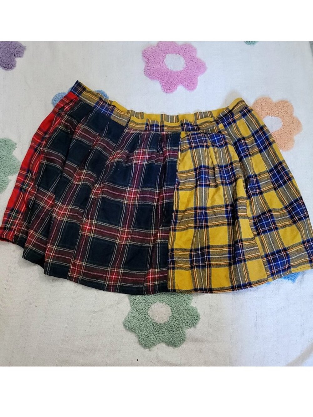Shein Multi-Coloured Plaid Pleated Skirt